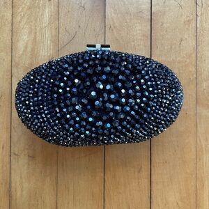 Caché Brand Navy Beaded Clutch Purse